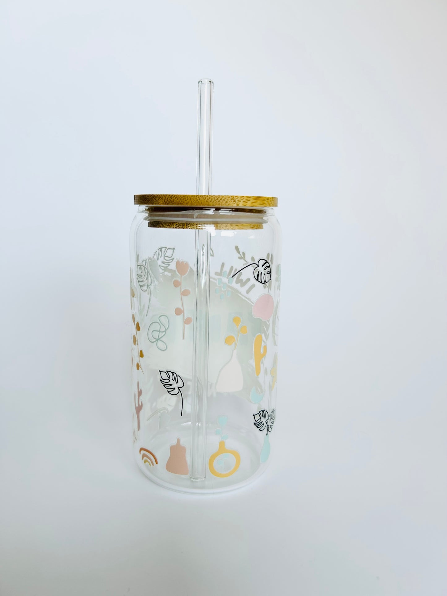 "I Will Walk By Faith" 16oz Glass Tumbler + Straw