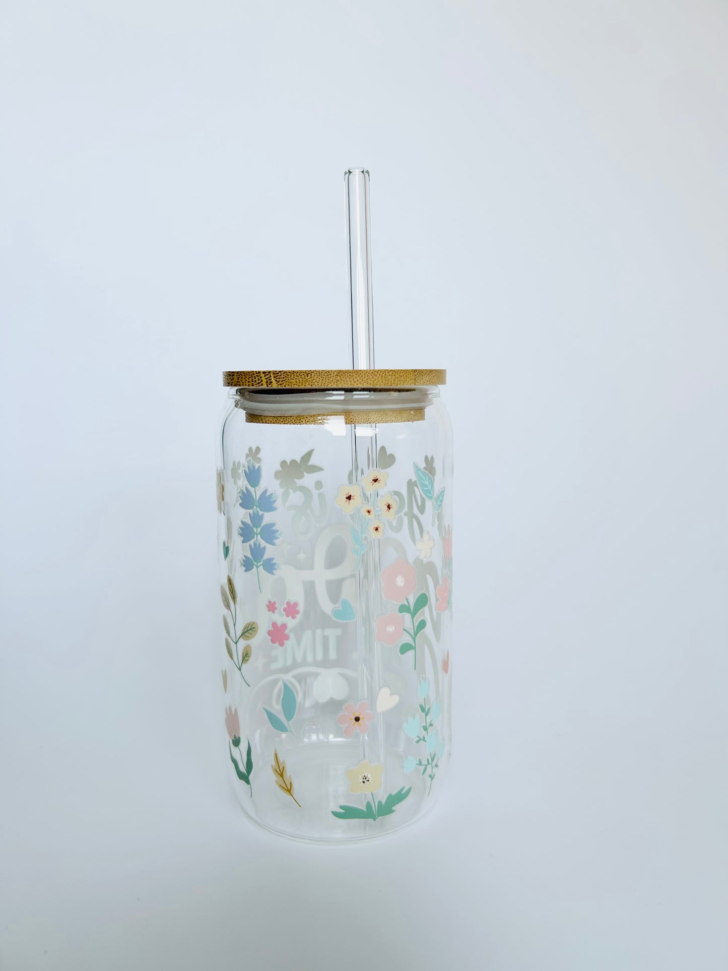 "God Is Good" 16oz Glass Tumbler + Straw