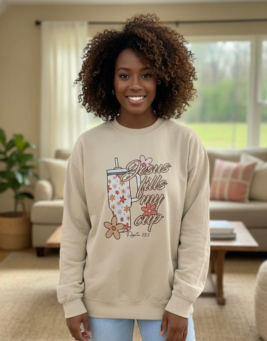 "Jesus Fills My Cup" Oversized Sweatshirt