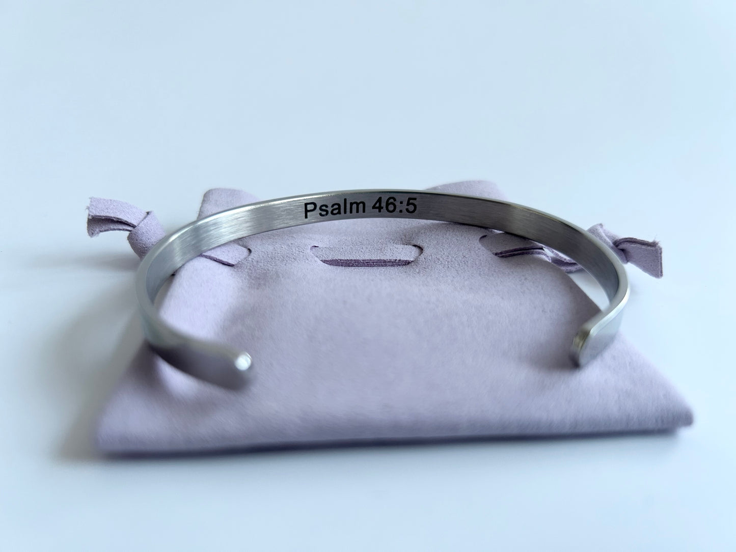 Stainless Steel "God Is Within Her" Inspirational Cuff Bangle – Psalm 46:5 Engraved