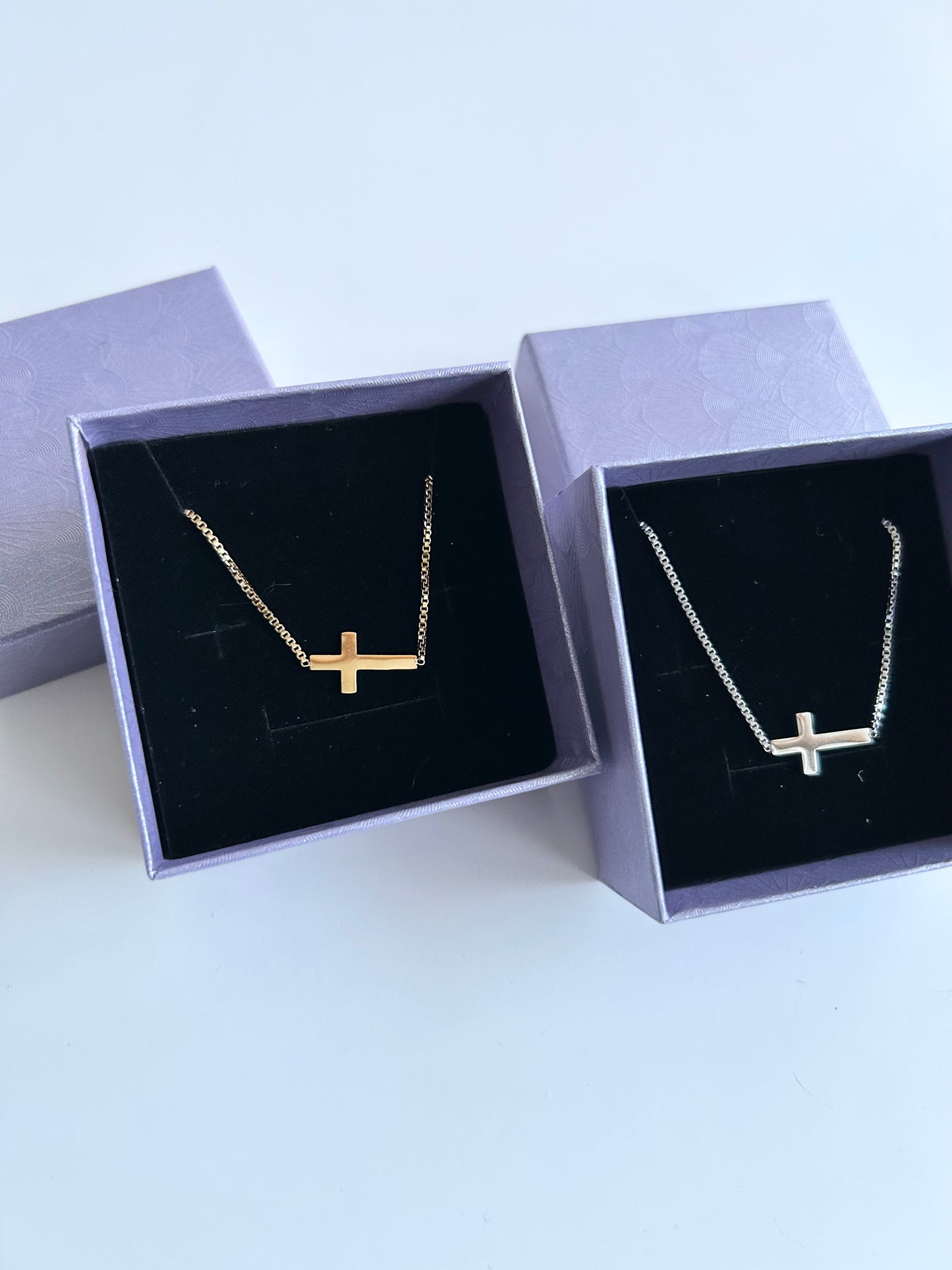 Sideways Cross Necklace | Premium Stainless Steel | Silver or Gold