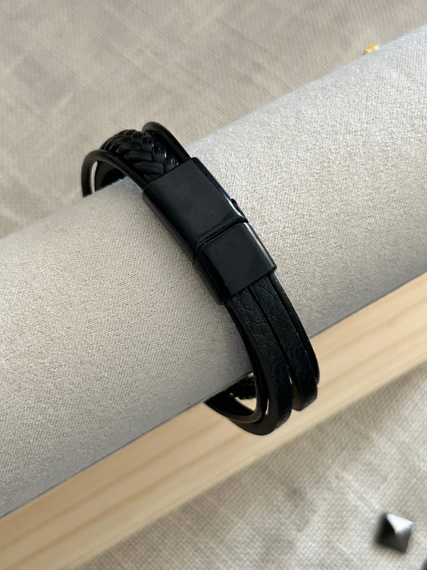 Multi-Strand Faux Leather Cross Bracelet