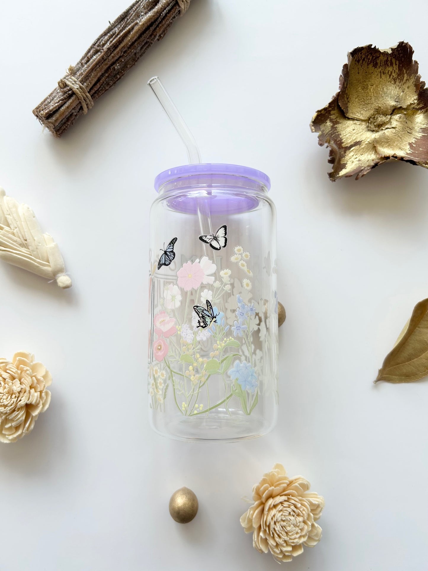 "I am Fearfully & Wonderfully Made" 16oz Glass Tumbler + Straw